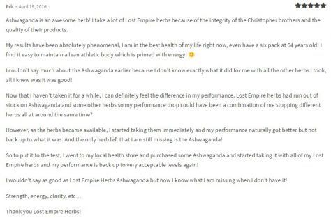 ashwagandha testimonial